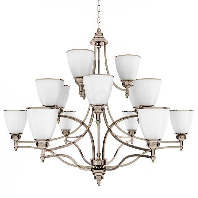 Elegant Laurel Leaf Chandelier 3D model image 1