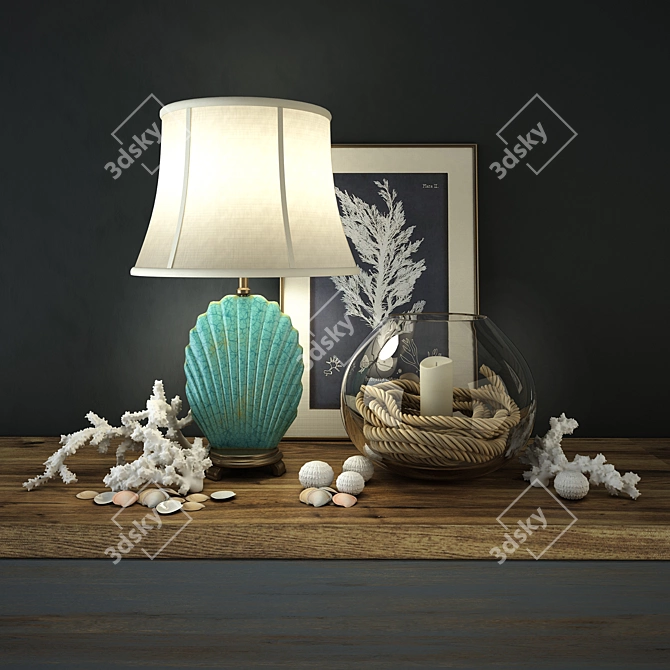 Seashell Coastal Lamp: Uttermost Decor 3D model image 1