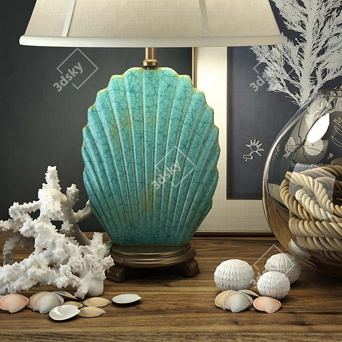 Seashell Coastal Lamp: Uttermost Decor 3D model image 2