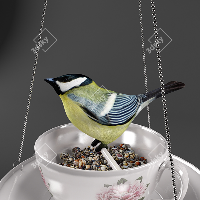 Title: Handmade Titmouse Bird Feeder 3D model image 2