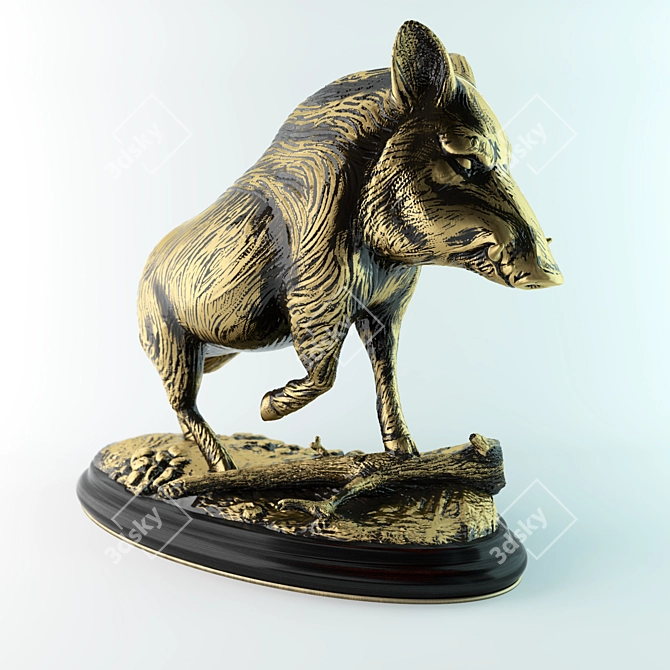 Wild Boar Figurine 3D model image 1