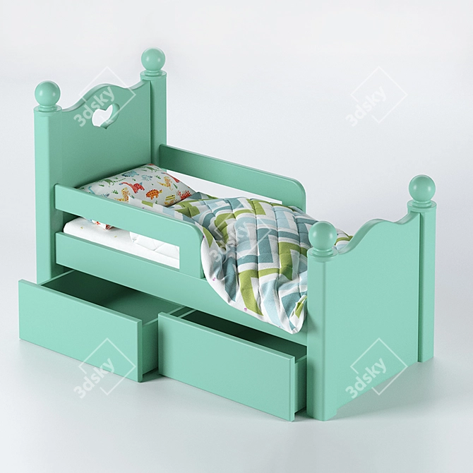 Multi-functional Cot with Drawers 3D model image 1