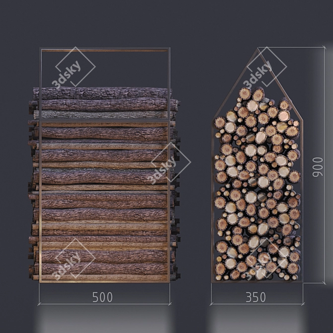 Wood Stack: Sturdy Steel Frame 3D model image 1