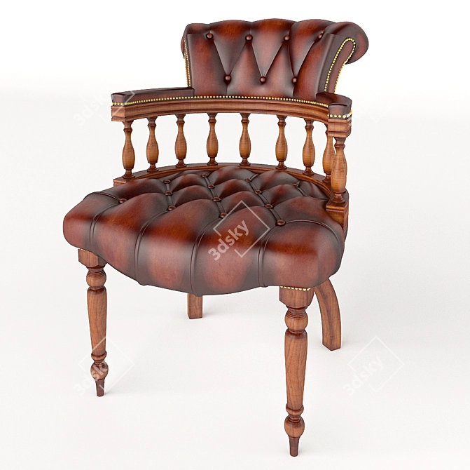 Vintage-inspired Nautical Captain's Chair 3D model image 1