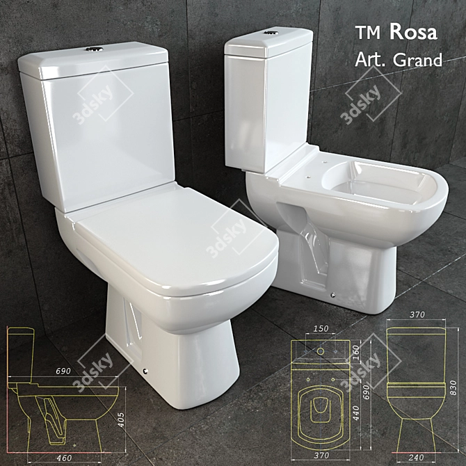 Grand Rosa: Elegant and Functional Toilet 3D model image 1