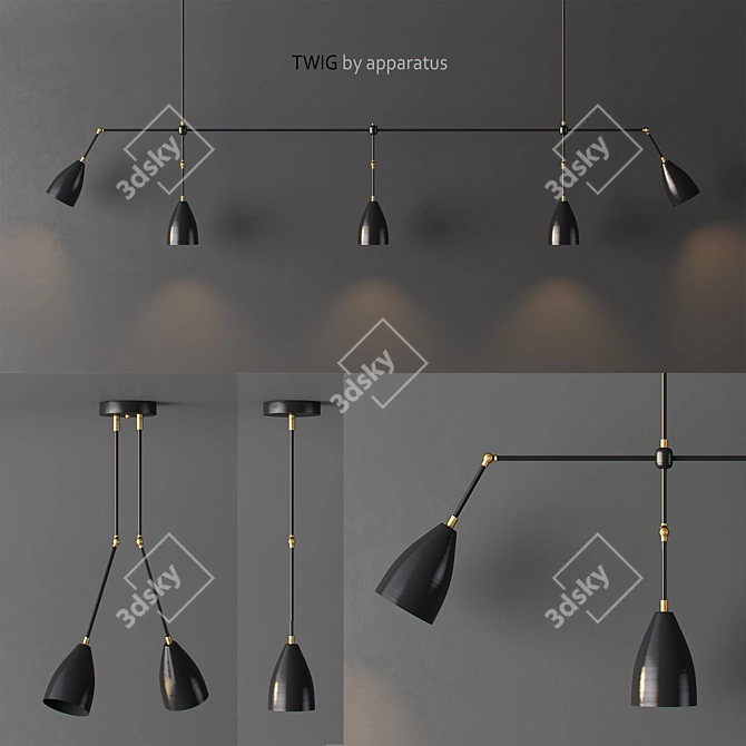 Sculpted Elegance: Twig Pendant Light 3D model image 1