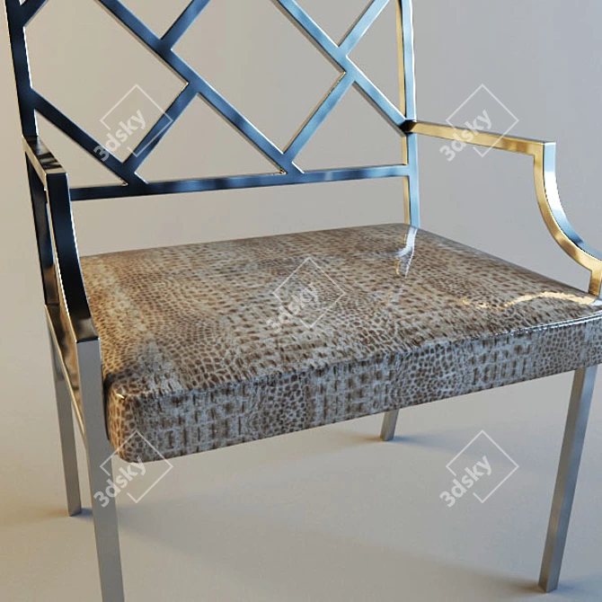 Sleek Chrome Chippendale Dining Chair 3D model image 2