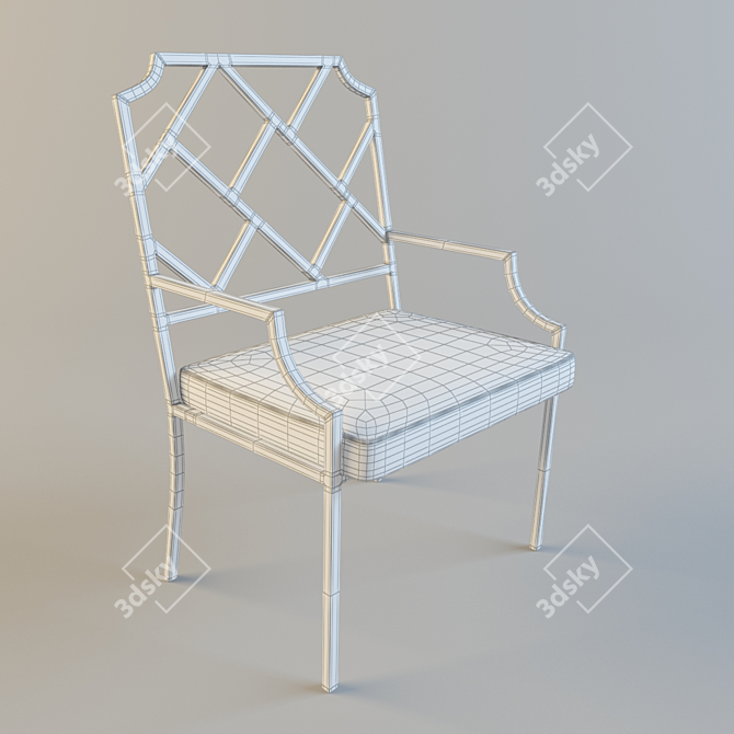 Sleek Chrome Chippendale Dining Chair 3D model image 3