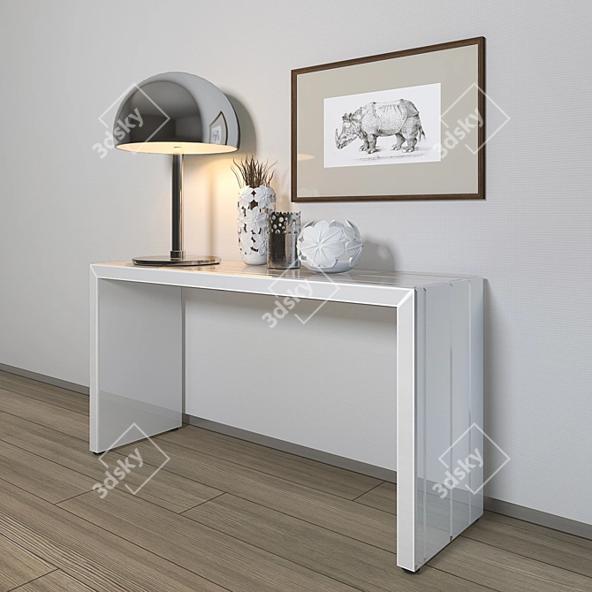 Elegant Portofino Set: Console, Vases, and Engraved Art 3D model image 1