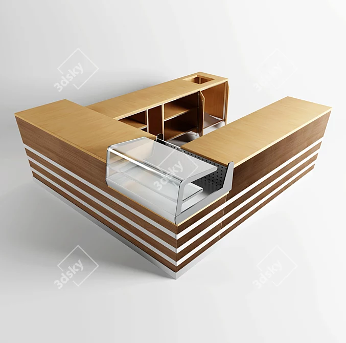 Sleek Coffee Shop Counter 3D model image 1