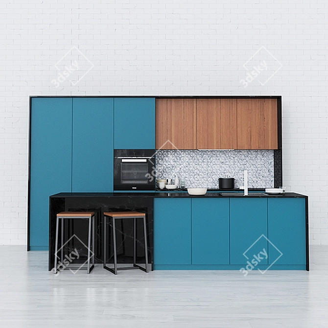 Ultimate Kitchen Set: Barazza Sink, Siemens Cooktop, Miele Oven 3D model image 1