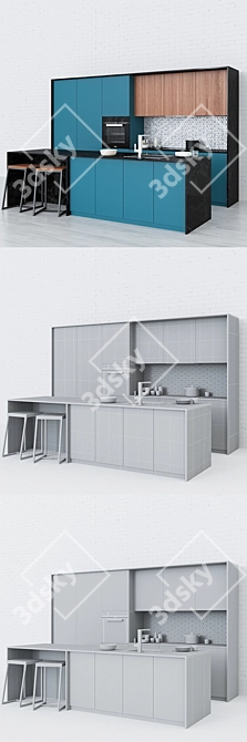 Ultimate Kitchen Set: Barazza Sink, Siemens Cooktop, Miele Oven 3D model image 2