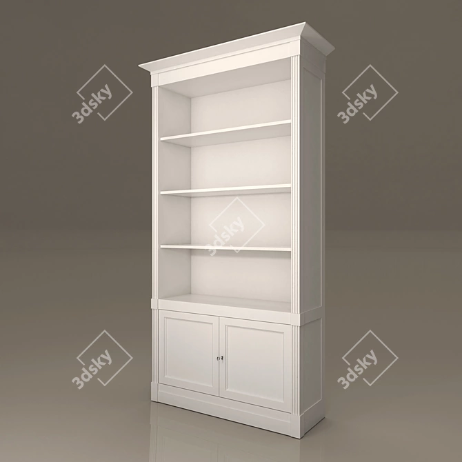 Modern Classic Bookcase | Ivory Enamel Finish 3D model image 1