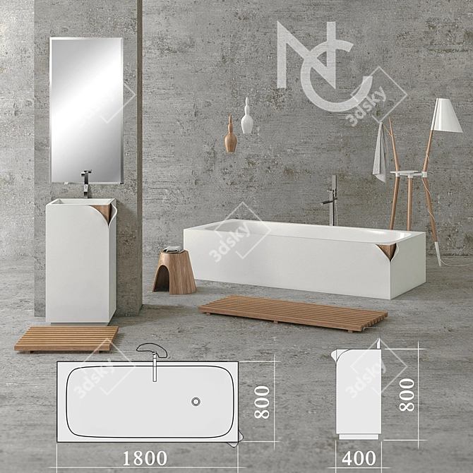 Designer Slap Bathroom Set 3D model image 1