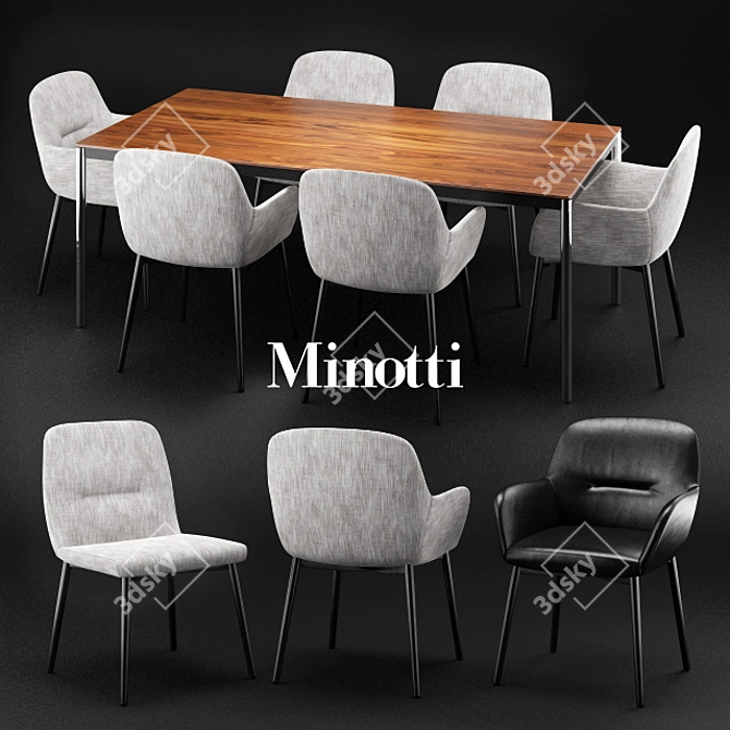 Modern Elegance: Minotti Flavin Chair & Jorn Table 3D model image 1