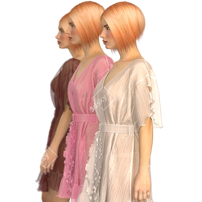Translucent Ladies Gown: Mannequin Showcase 3D model image 3