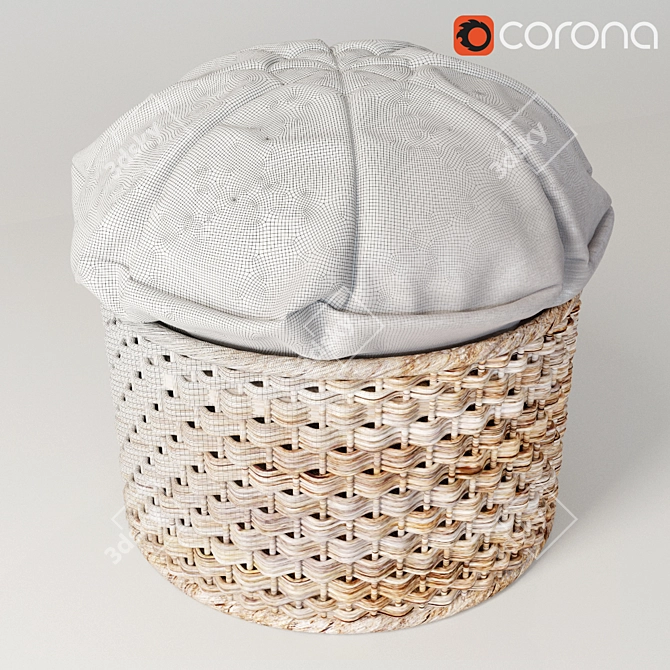 Soft Braided Pouf 3D model image 2