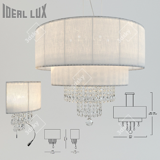 Elegant Opera Chandelier & Sconce 3D model image 1