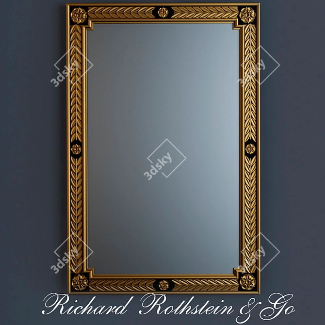 Elegant Neoclassical Black & Gold Mirror 3D model image 1