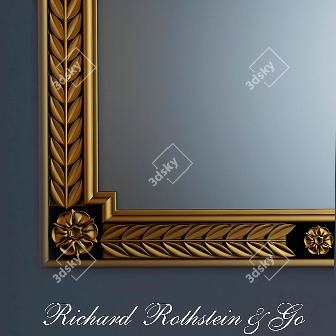 Elegant Neoclassical Black & Gold Mirror 3D model image 2