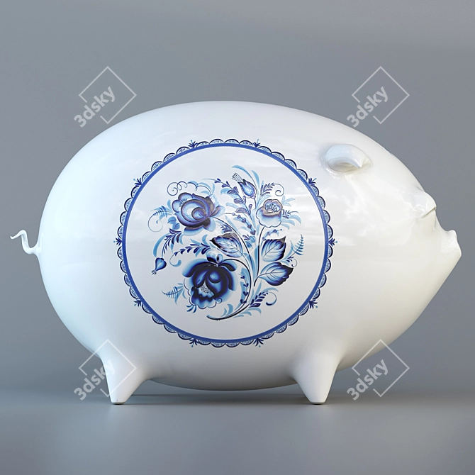 Porcelain Piggy Bank 3D model image 2