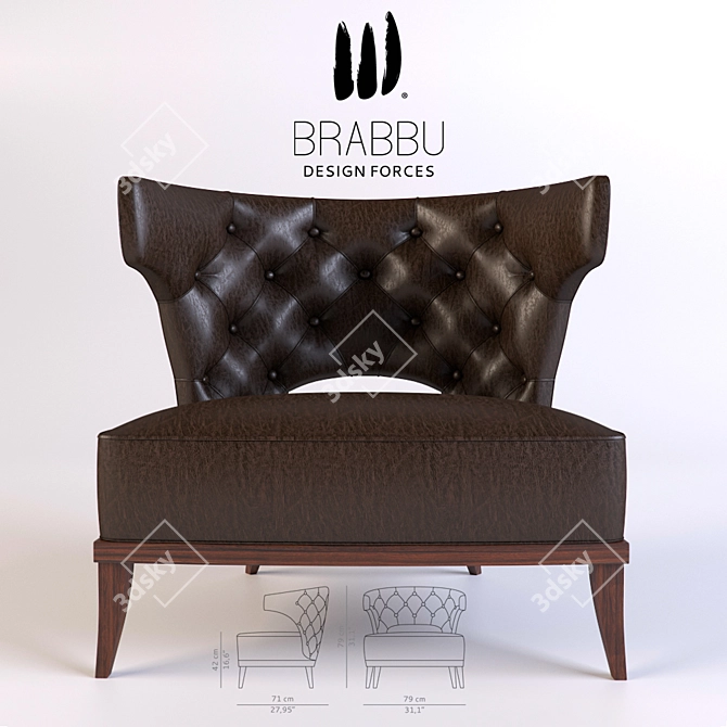 Elegant BRABBU Kansas Armchair 3D model image 1