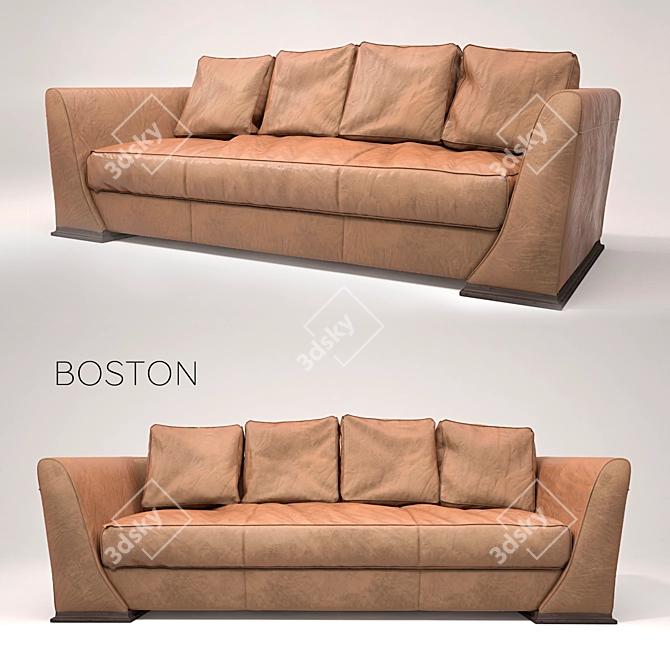 Luxurious Leather Boston Sofa 3D model image 1