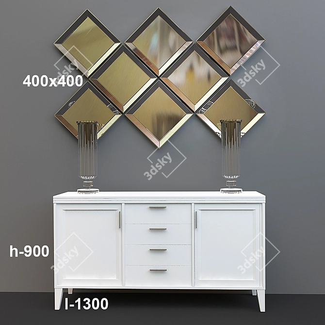 Mirrored Vanity Set 3D model image 1