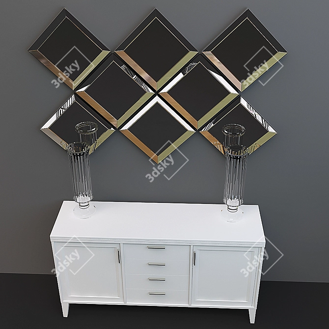 Mirrored Vanity Set 3D model image 2