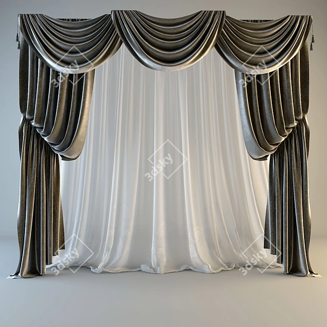 Timeless Elegance: Classic Curtain 3D model image 1
