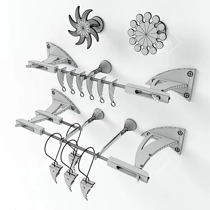 Elegant Azzurra Curtain Rod 3D model image 3