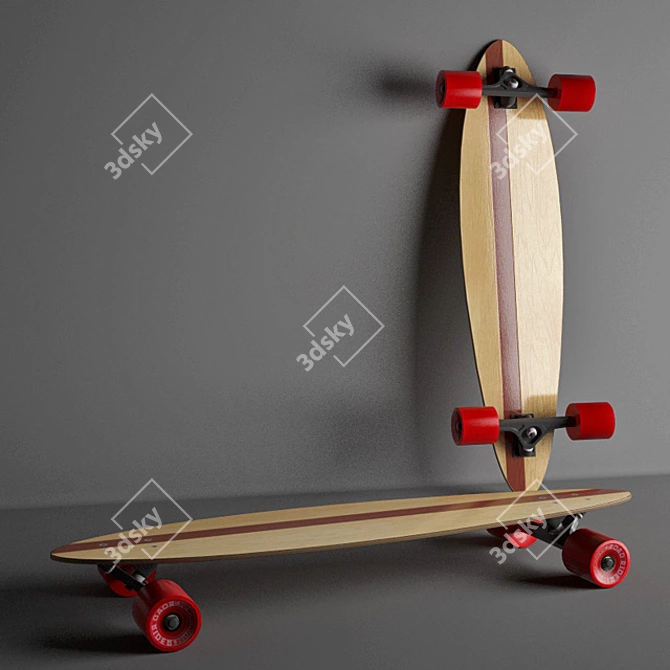 Sleek Pintail Longboard: 36" with textured finish 3D model image 1