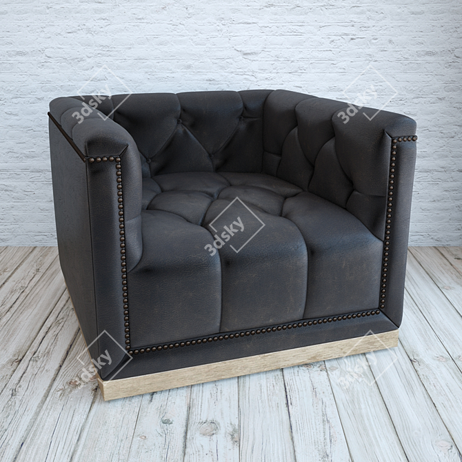 Luxury Leather Swivel Chair 3D model image 1