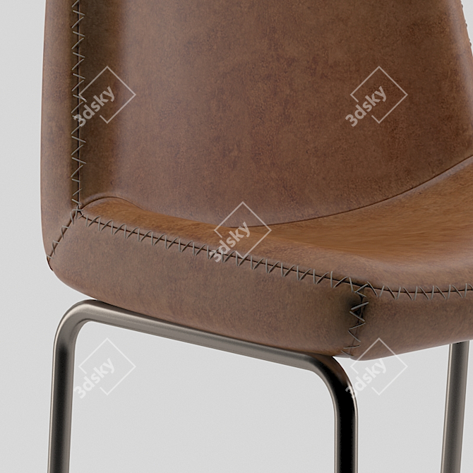 Sleek Leather Bar Stool 3D model image 2