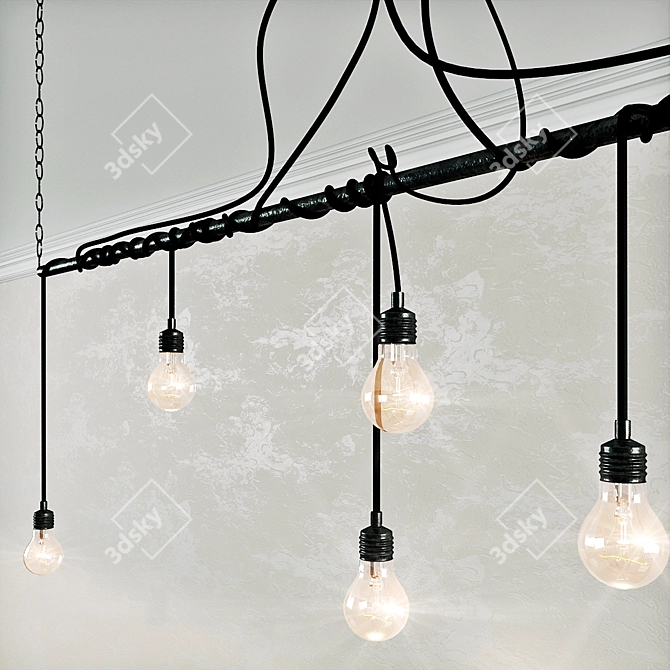 Industrial Loft Chandelier: Modern Elegance 3D model image 2