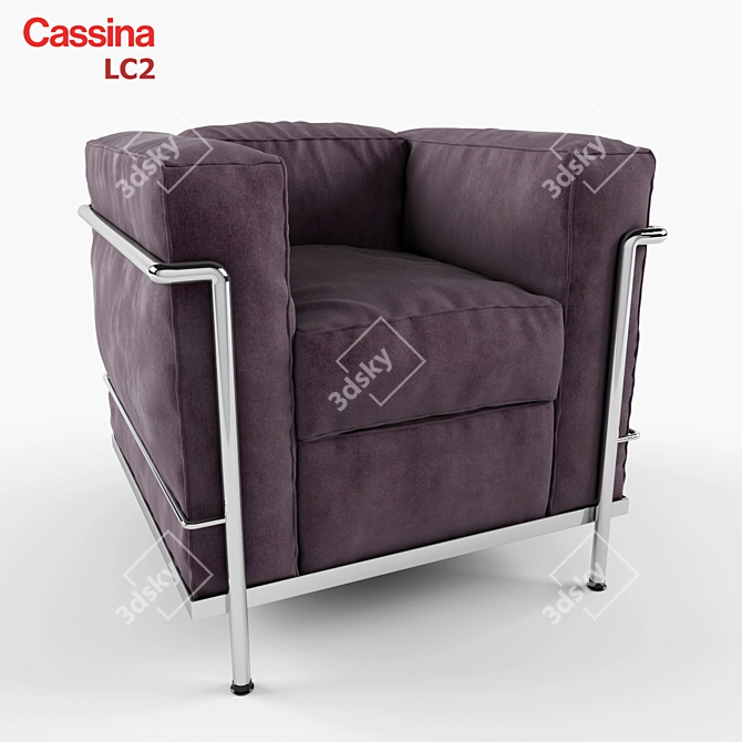 Contemporary Cassina LC2 Chair Set 3D model image 1