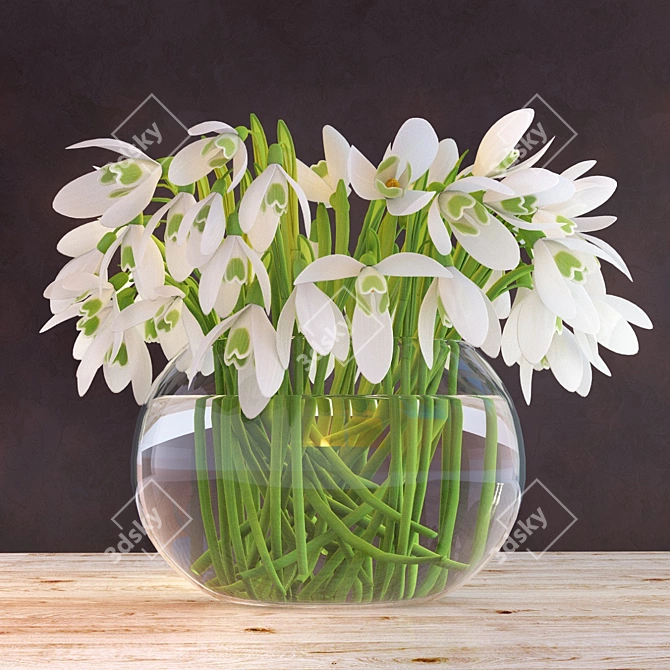 Winter Blooms in Vase 3D model image 1