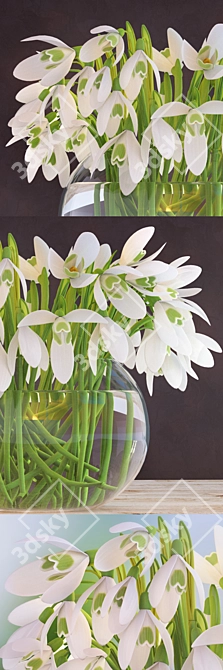 Winter Blooms in Vase 3D model image 2