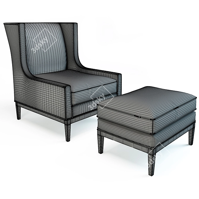 Elegant Diane Wing Chair 3D model image 2