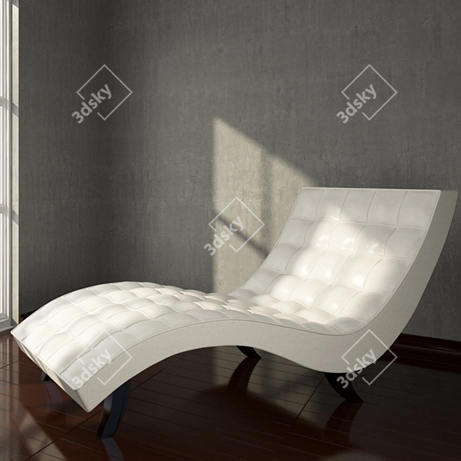 Refined Leather Chaise Lounge 3D model image 2