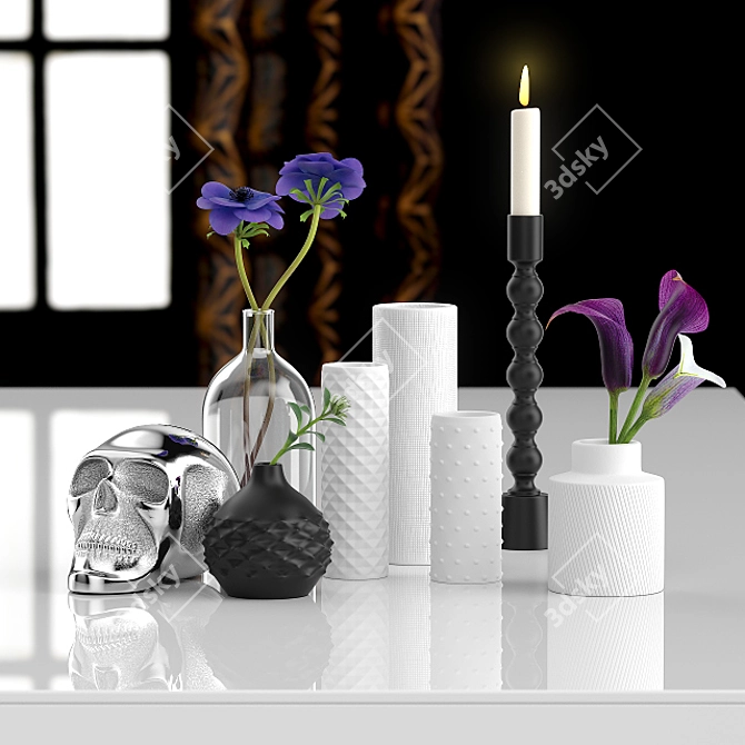 Metalhead Skull Decor Set 3D model image 1