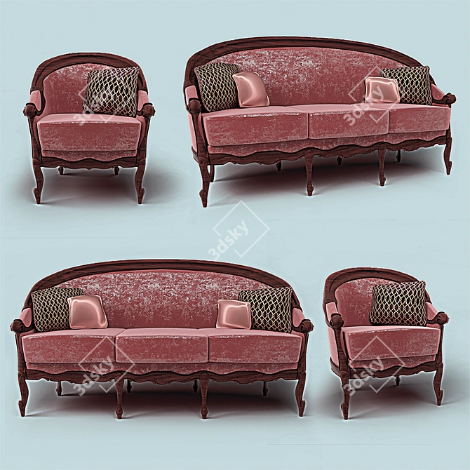 Frida Classic Sofa and Armchair 3D model image 1