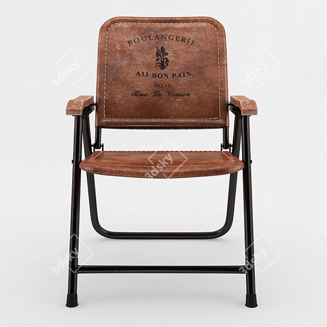 Industrial Leather Chair: RUE LE VEMER NO 14 3D model image 1