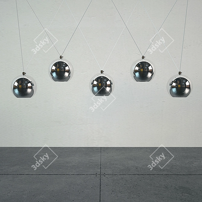 Sleek Chrome Giallo Pendant 3D model image 2