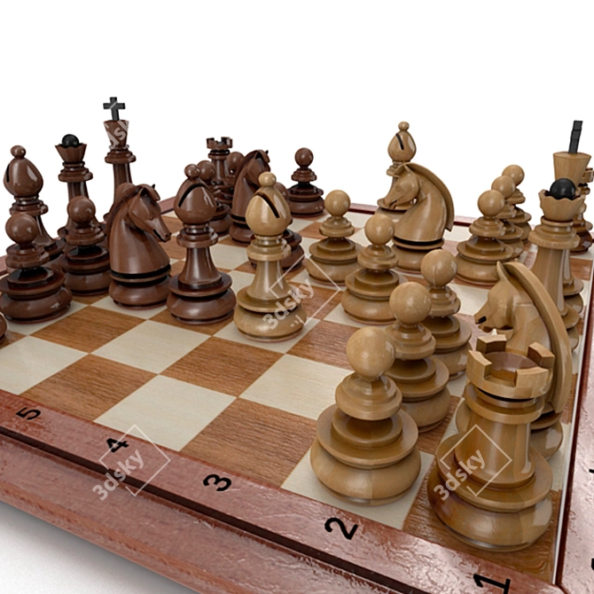 Classic Chess Set 3D model image 2