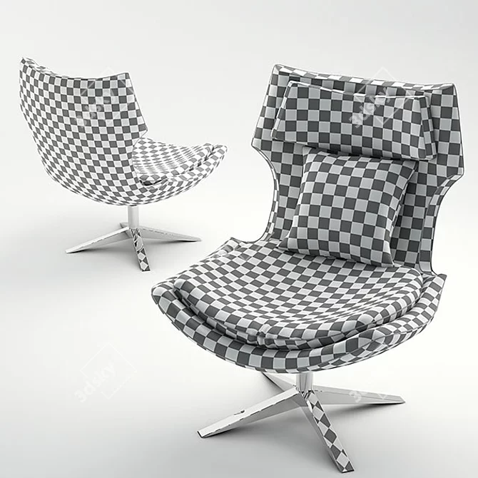 Pibe Swivel Lounge Chair: Steel Frame, Chrome Finish 3D model image 3