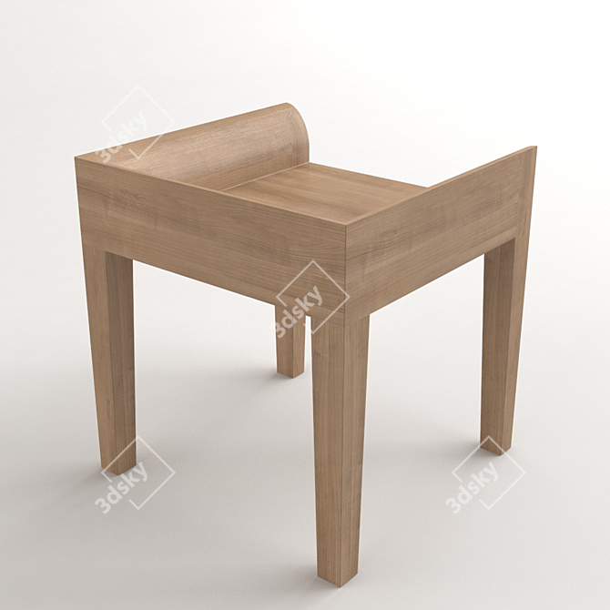 Minimalist Low Back Chair 3D model image 2