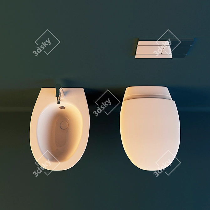 Jacob Delafon Presqu'ile Toilet & Bidet Set 3D model image 2