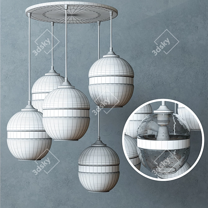 Modern Glass Chandeliers Set 3D model image 2