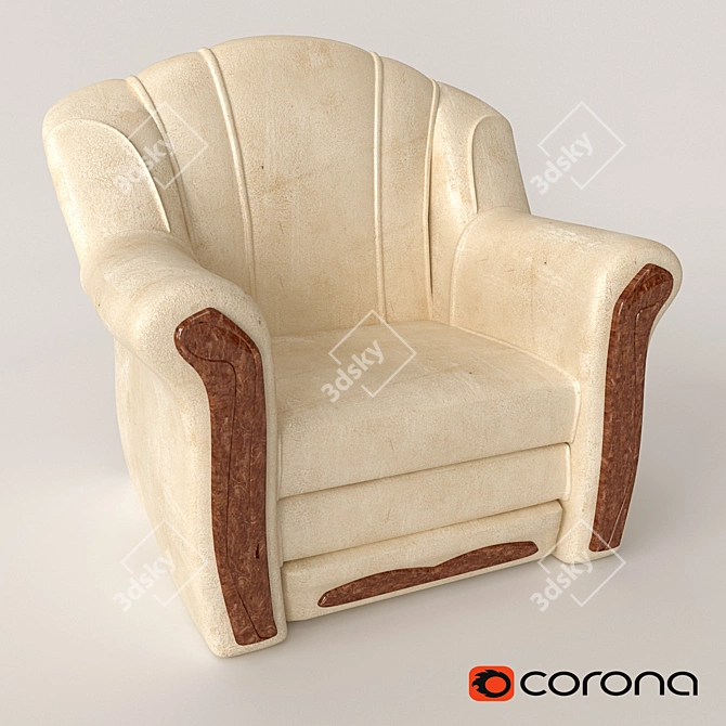 Title: Vintage Leather Armchair 3D model image 2